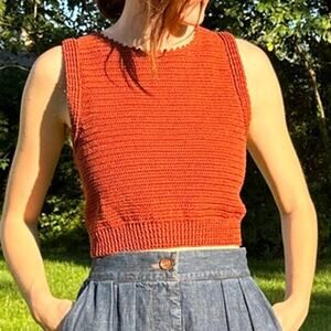 Rachel Comey Lois 100% Cotton Crochet Knit Sleeveless Top Cocoa Small NWT $388